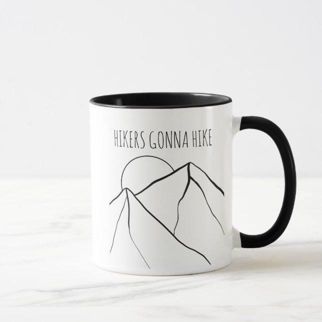 Line Art Mountains | Hikers Gonna Hike Mug (Right)