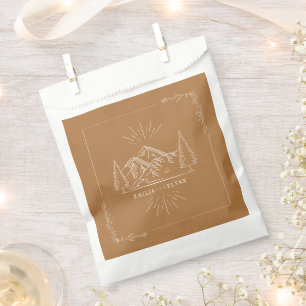 Line Art Mountains Wedding Goldenrod Wedding Favour Bags
