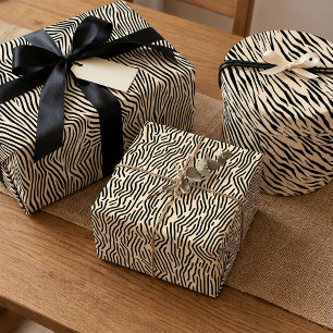 Line Art Nature-Inspired geometric Black and beige Wrapping Paper Sheet