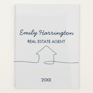 Line Art Navy Real Estate Agent Planner