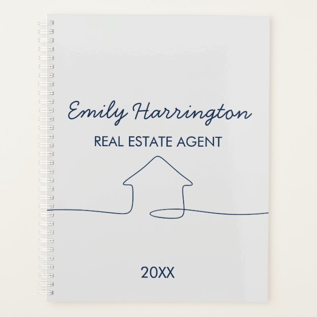 Line Art Navy Real Estate Agent Planner (Front)