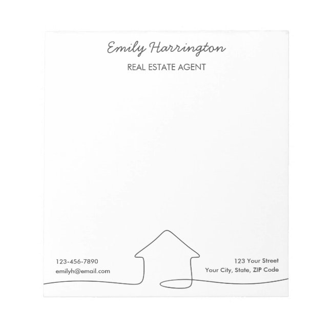 Line Art Notepad Neutral Real Estate Agent (Front)