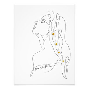 Line Art of Woman Bloom where you are Photo Print