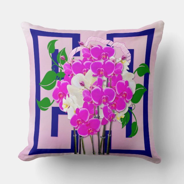 Line Art-Orchid Art Print Cushion (Front)
