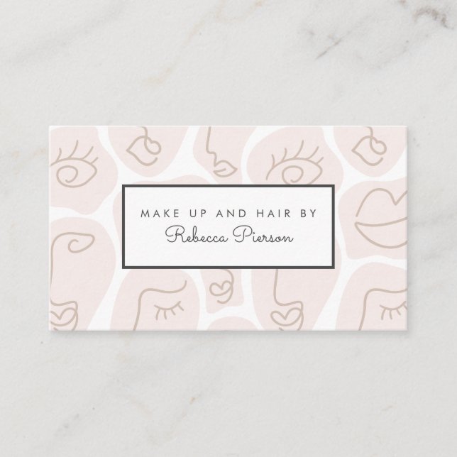 Line art pastel Beauty Hair Business Card (Front)