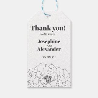 Line Art Peony Gift Tags