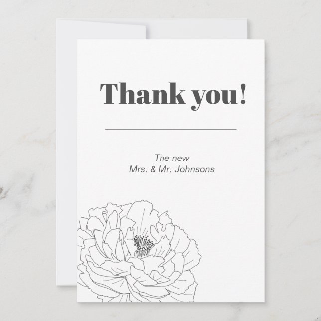 Line Art Peony Invitation (Front)
