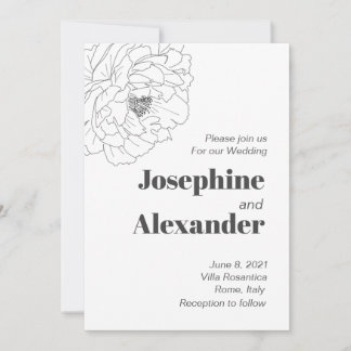 Line Art Peony Invitation
