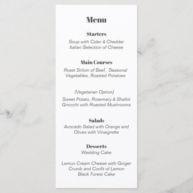 Line Art Peony Menu (Front)
