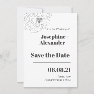 Line Art Peony Save The Date