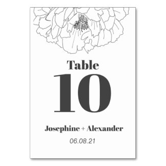 Line Art Peony Table Number