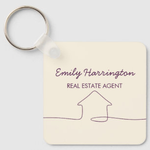 Line Art Plum Real Estate Agent Key Ring