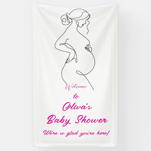 Line Art Pregnancy Minimalist Baby Shower Banner (Vertical)