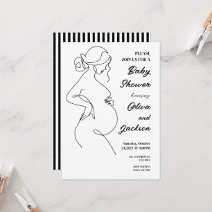 Line Art Pregnancy Minimalist Baby Shower Invitation