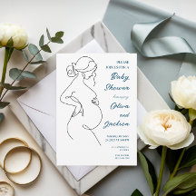 Line Art Pregnancy Minimalist Baby Shower