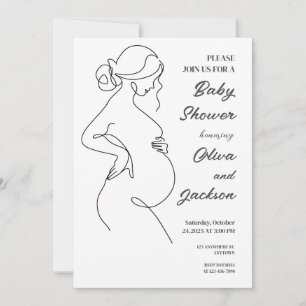 Line Art Pregnancy Minimalist Baby Shower Invitation