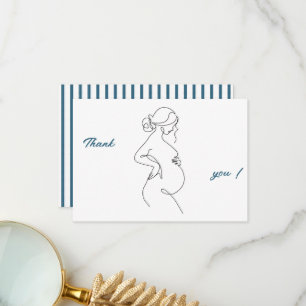 Line Art Pregnancy Minimalist Thank You Flat Card	 Card