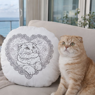 Line Art Ritual Collection - Round Cushion