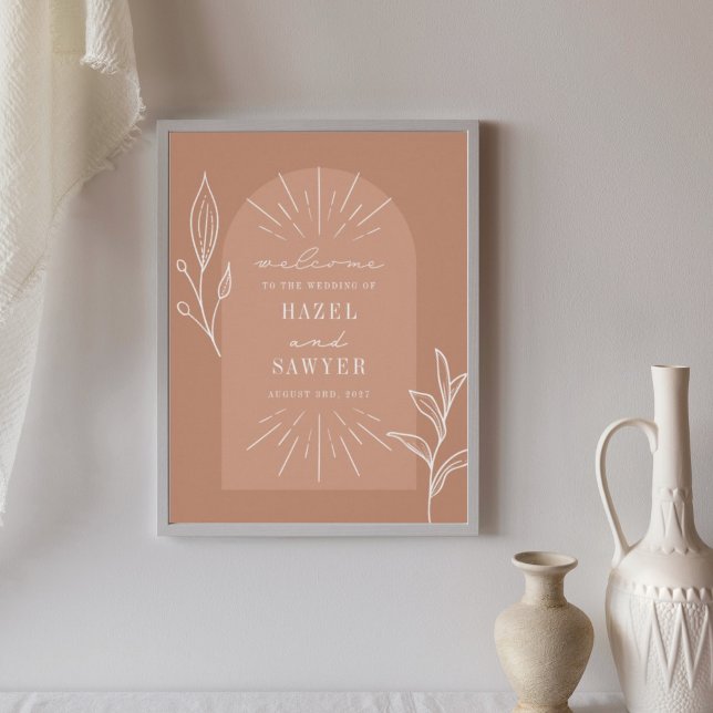 Line Art Script Terracotta Wedding Welcome Poster (Creator Uploaded)