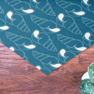 Line Art Seashell Pattern Ocean Blue Tissue Paper