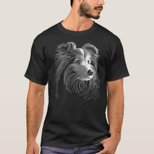 Line Art Shetland Sheepdog Dog Sheltie T-Shirt