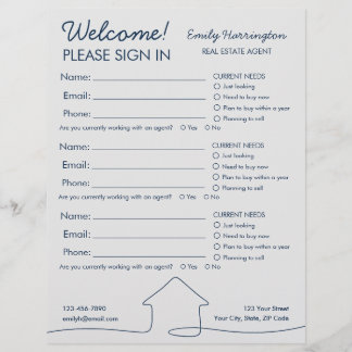 Line Art Sign In Sheet Navy Real Estate Agent