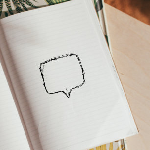 Line Art Speech Balloon, Journal  Rubber Stamp