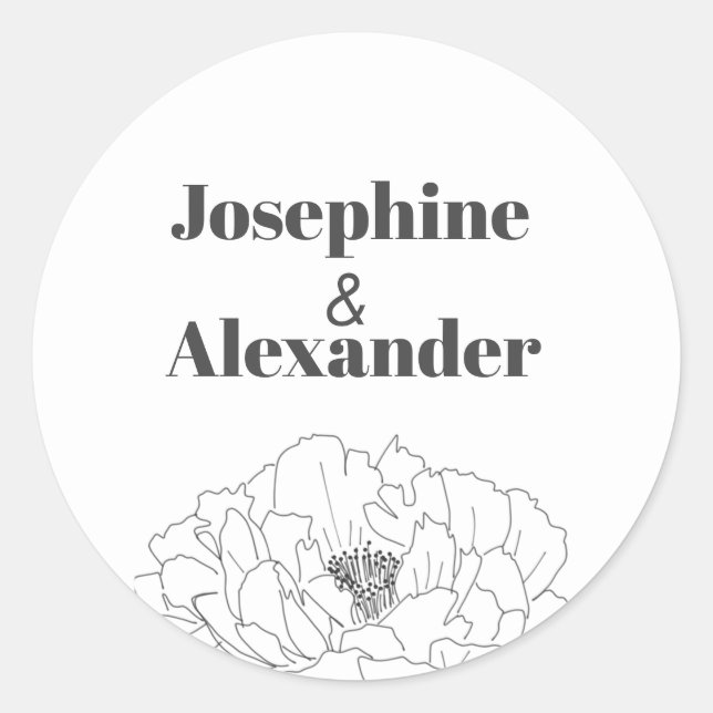 Line Art Theme Classic Round Sticker (Front)