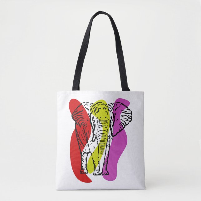  Line art tote bag, Line Art Elephant tote bag (Front)