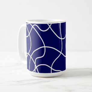 Line Art: White on Dark Blue Coffee Mug
