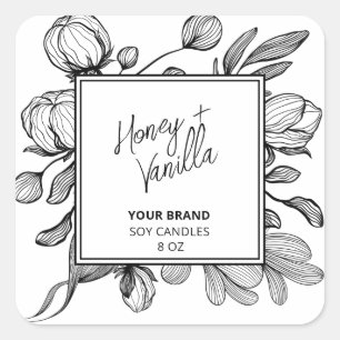 Line Art White Soy Candle Labels