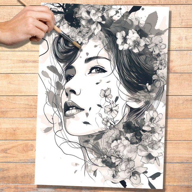 Line Art Woman 2 Decoupage Paper (Creator Uploaded)