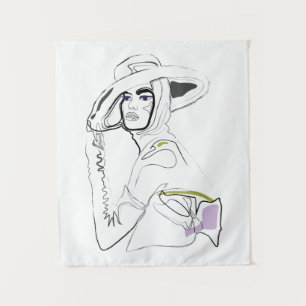 Line Art Woman Modern Simple Tapestry