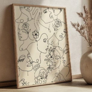 Line Art Women Illustrations Modern Minimalist  Poster