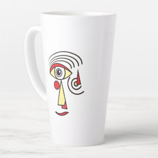 Line Artwork Abstract Face Simple Shapes Creative Latte Mug