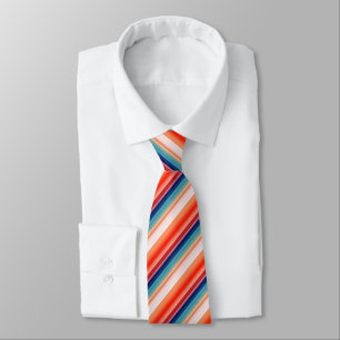 Line Blue Orange Pattern Tie