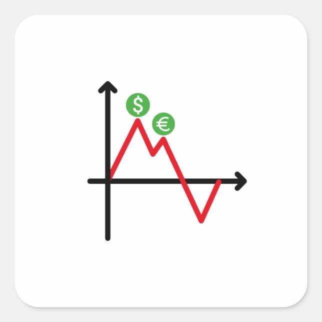 line chart forex exchange square sticker (Front)