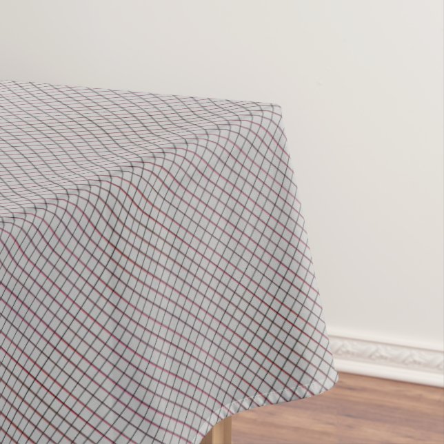 Line Chequered Pattern Elegant Grey Geometric Tablecloth (In Situ)