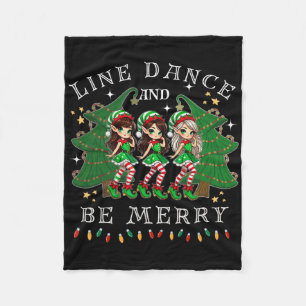 Line Dance And Be Merry Christmas Elf Dancing Holi Fleece Blanket