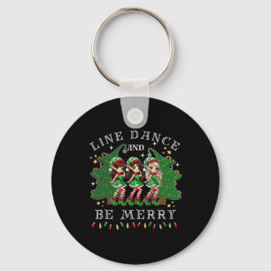 Line Dance And Be Merry Christmas Elf Dancing Holi Key Ring