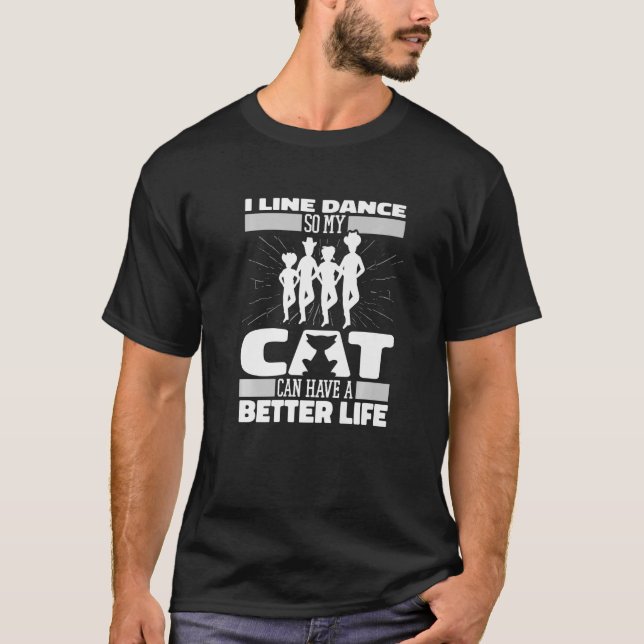 Line Dance Cat Country Music  Dancer Line Dancing T-Shirt (Front)
