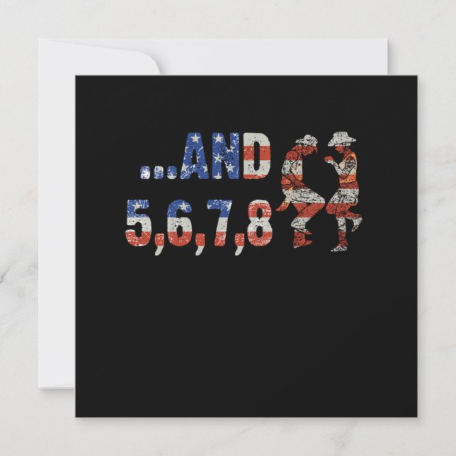 Line Dance Country Music US Flag Cowboy Cowgirl Gi Invitation (Front)