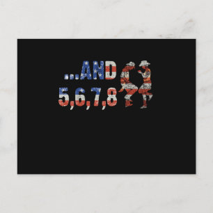 Line Dance Country Music US Flag Cowboy Cowgirl Gi Postcard