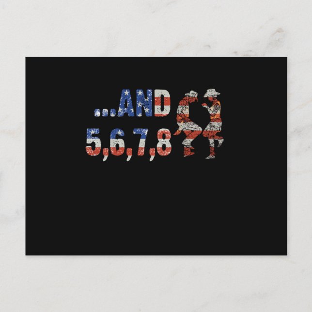 Line Dance Country Music US Flag Cowboy Cowgirl Gi Postcard (Front)