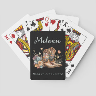 Line Dance Country Western Boots Flowers Playing Cards