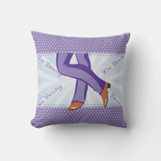 Line Dance Cowboy Boots Purple Throw Pillow (Front)