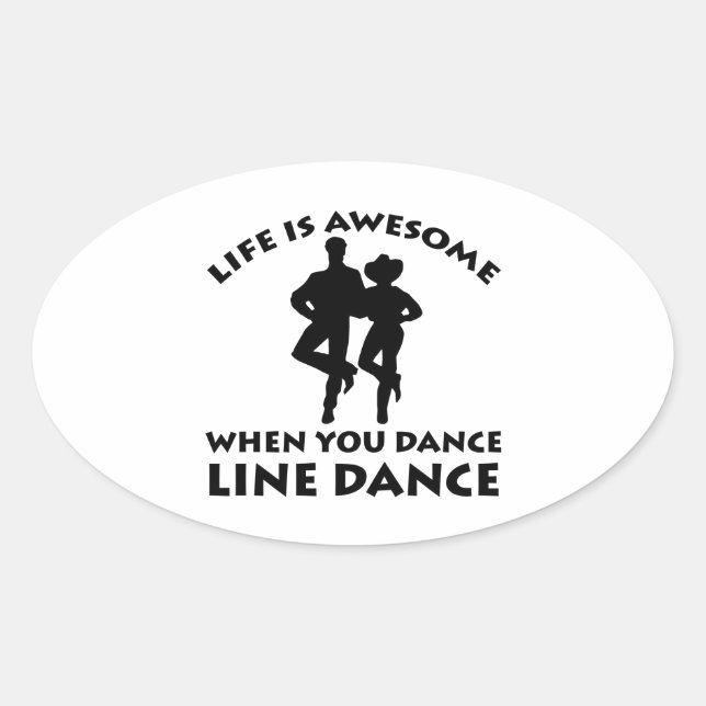 line dance design oval sticker (Front)