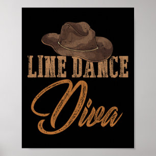 Line Dance Diva Country Line Dancing Women Girls L Poster