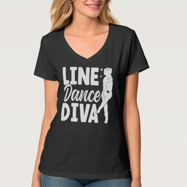 Line Dance Diva Line Dancing  Line Dancer T-Shirt (Front)
