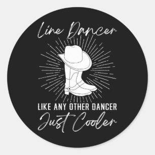 Line Dance For Line Dancers Women's Black Cotton P Classic Round Sticker